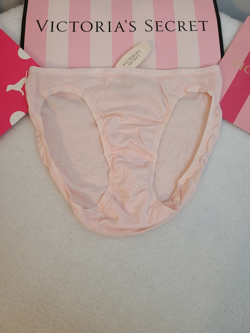 VTG Victoria's Secret Signature Cotton Classic Bikini Panty Size XS Light Pink